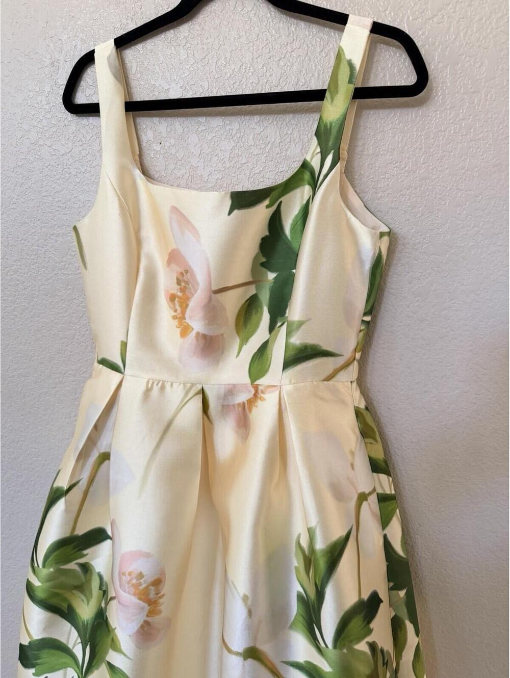 New Julia Jordan Floral Mikado Fit & Flare Gown In Yellow Multi Size 8 $248 - Picture 7 of 14